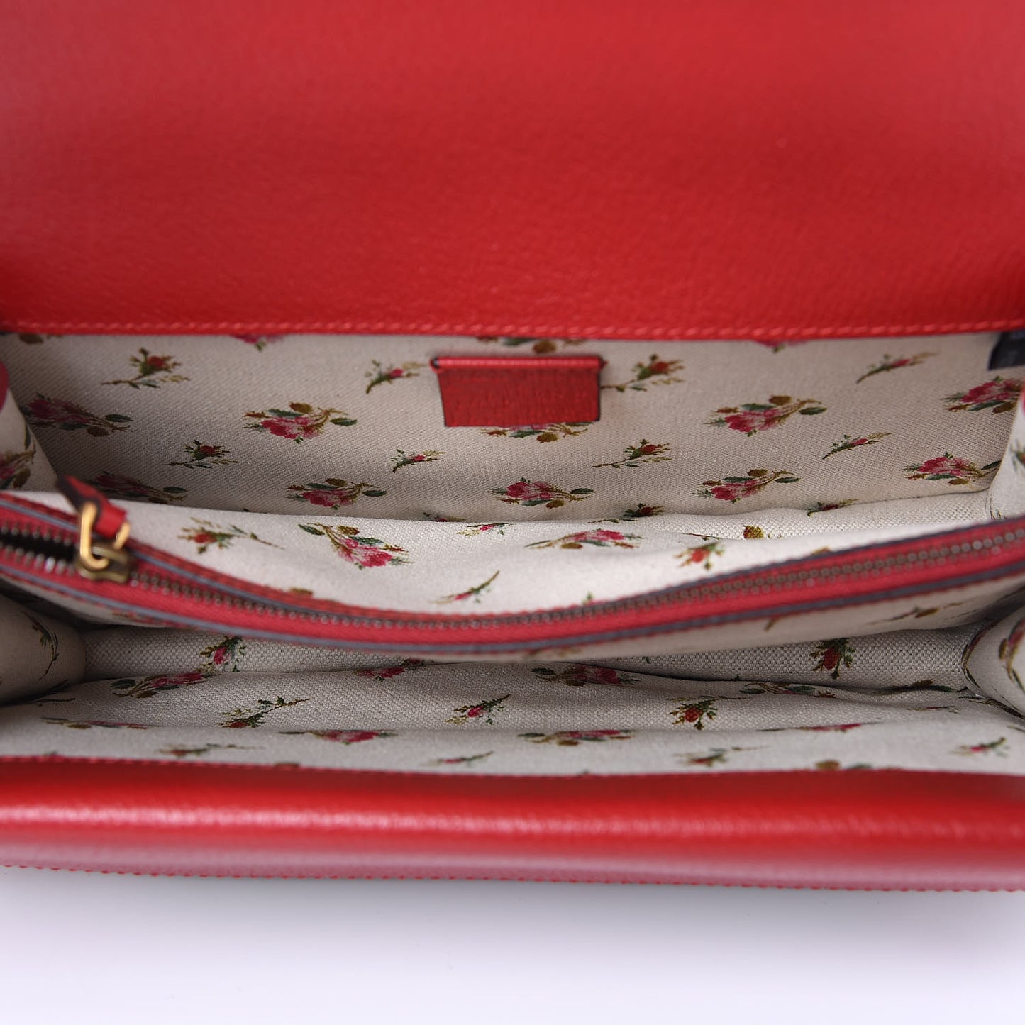 Calfskin Web Floral Embroidered Small Dionysus Shoulder Bag Hibiscus Red