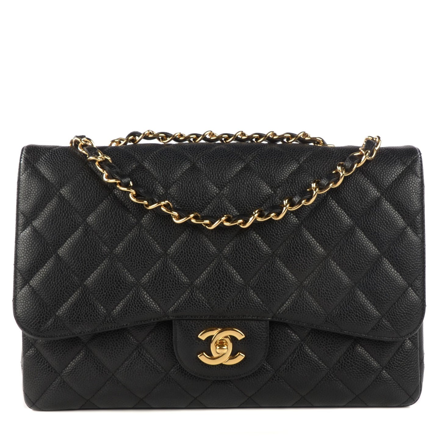 Caviar Quilted Jumbo Single Flap Black