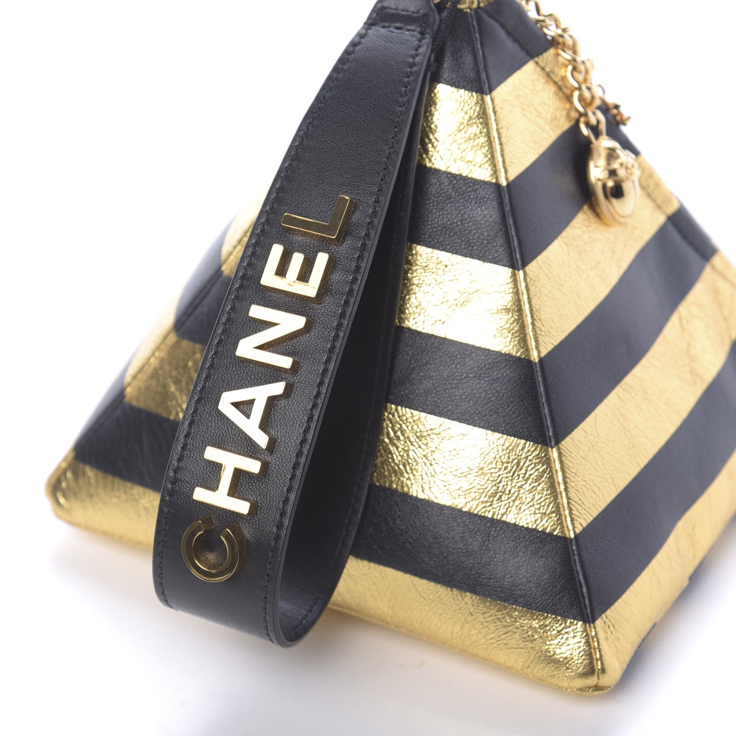 Chanel Metallic Lambskin CC Kheops Pyramid Bag Gold Black 8 of 9