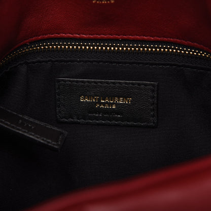 Saint Laurent Lambskin Quilted Small Loulou Puffer Monogram Chain Satchel Opyum Red 8 of 10