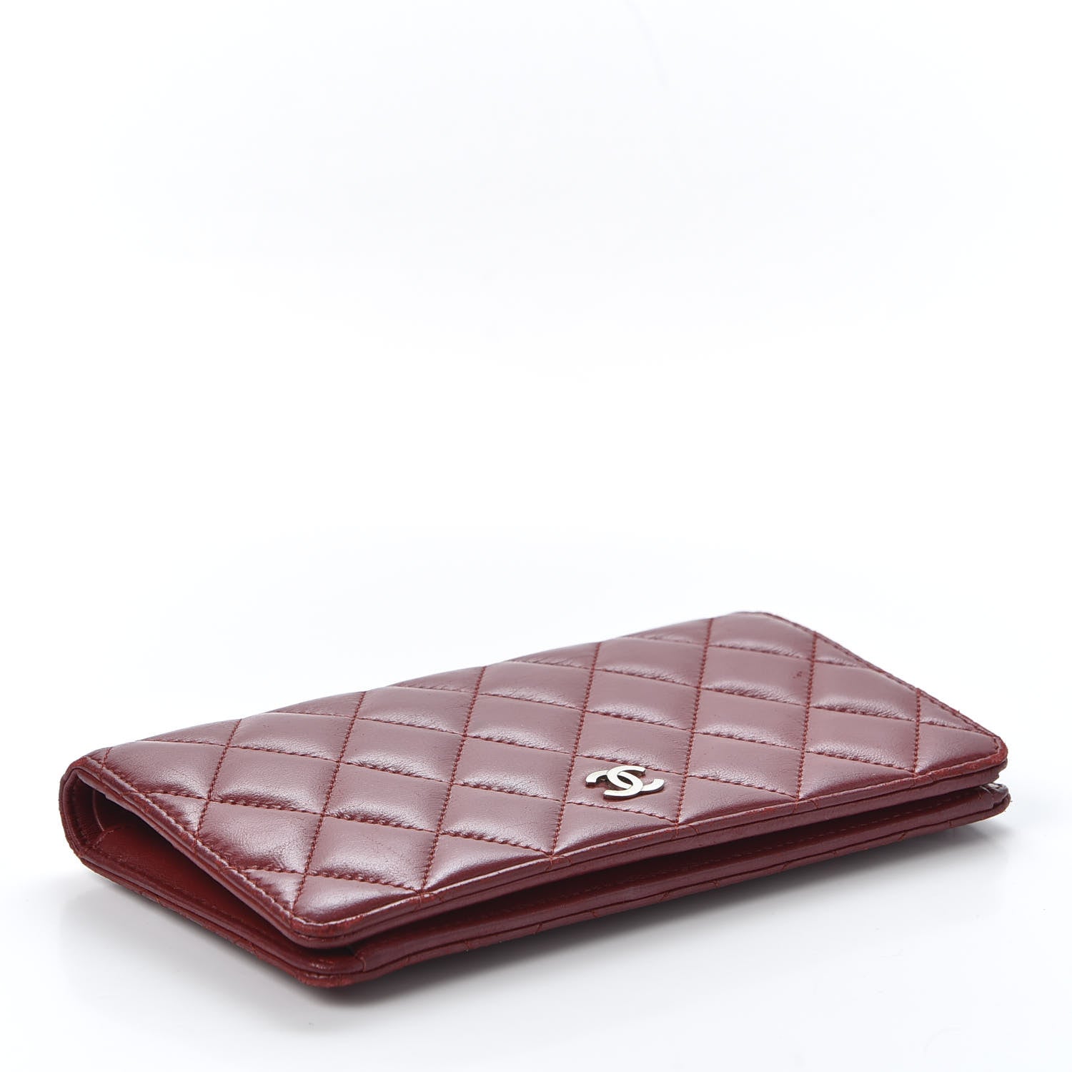 Chanel Lambskin Quilted Yen Wallet Red 3 of 11