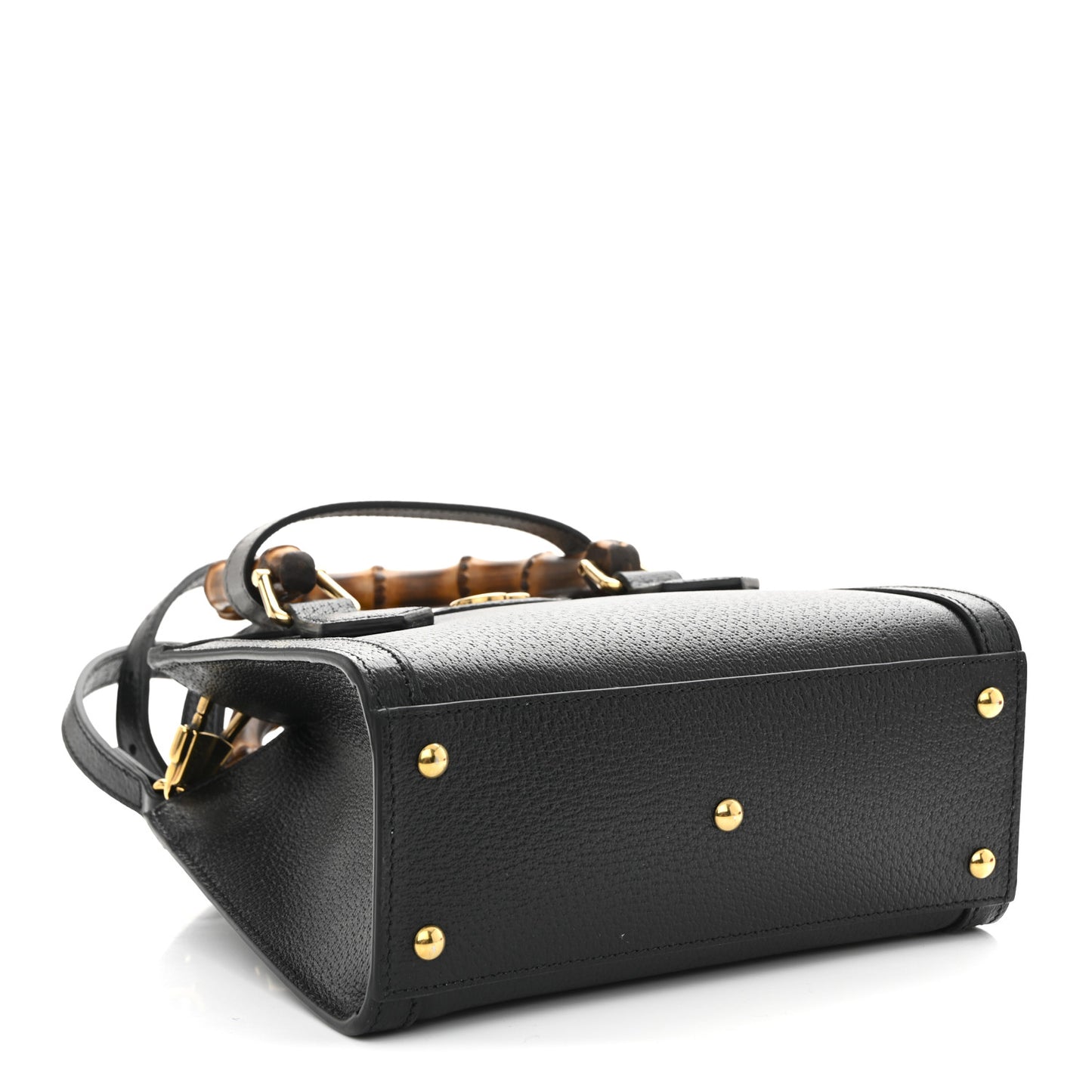 Textured Dollar Calfskin Web Mini Diana Tote Bag Black Dusty Grey