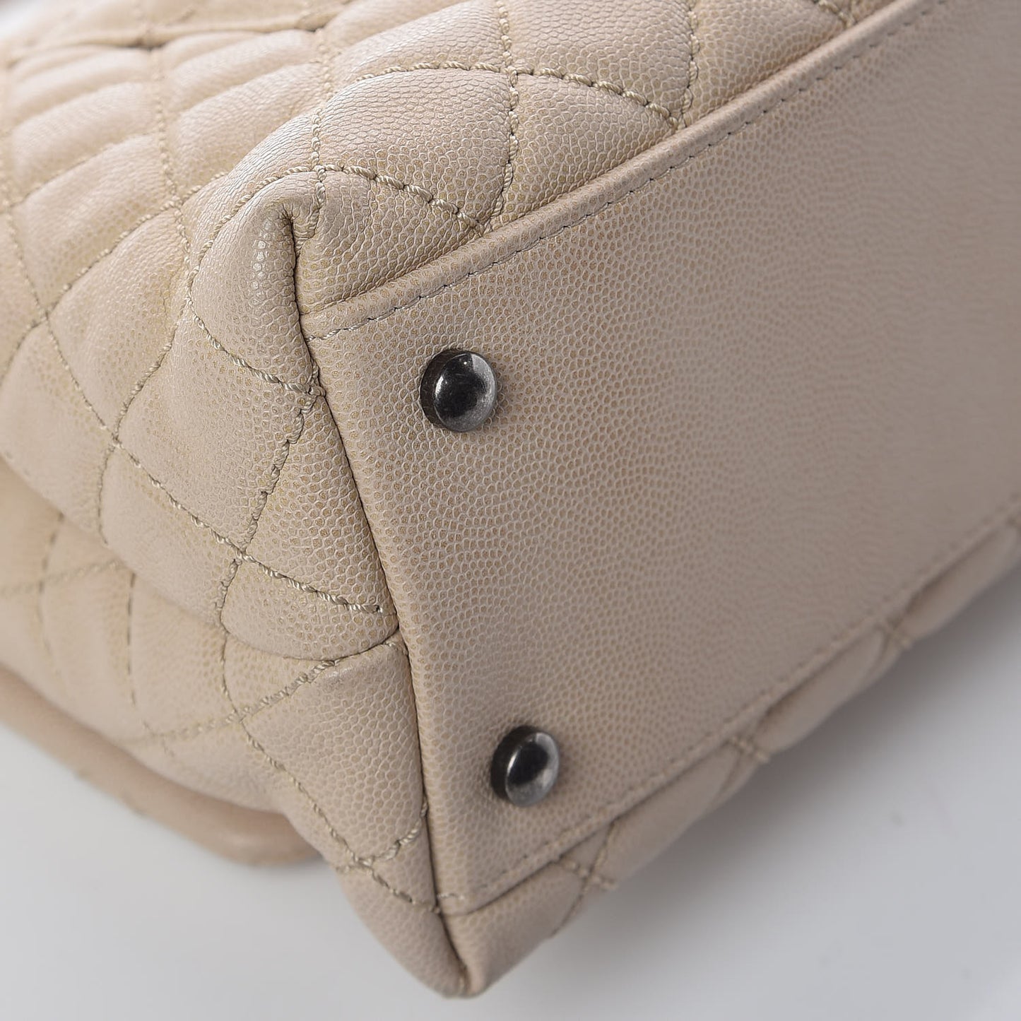 Caviar Quilted Small Coco Handle Flap Light Beige