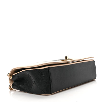 Chanel Sheepskin Quilted Medium Vintage Mademoiselle Flap Beige Black 5 of 12