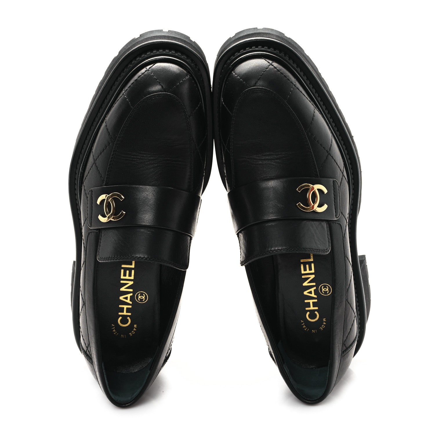 Chanel Calfskin Quilted CC Mocassin Loafers 36.5 Black 2 of 10