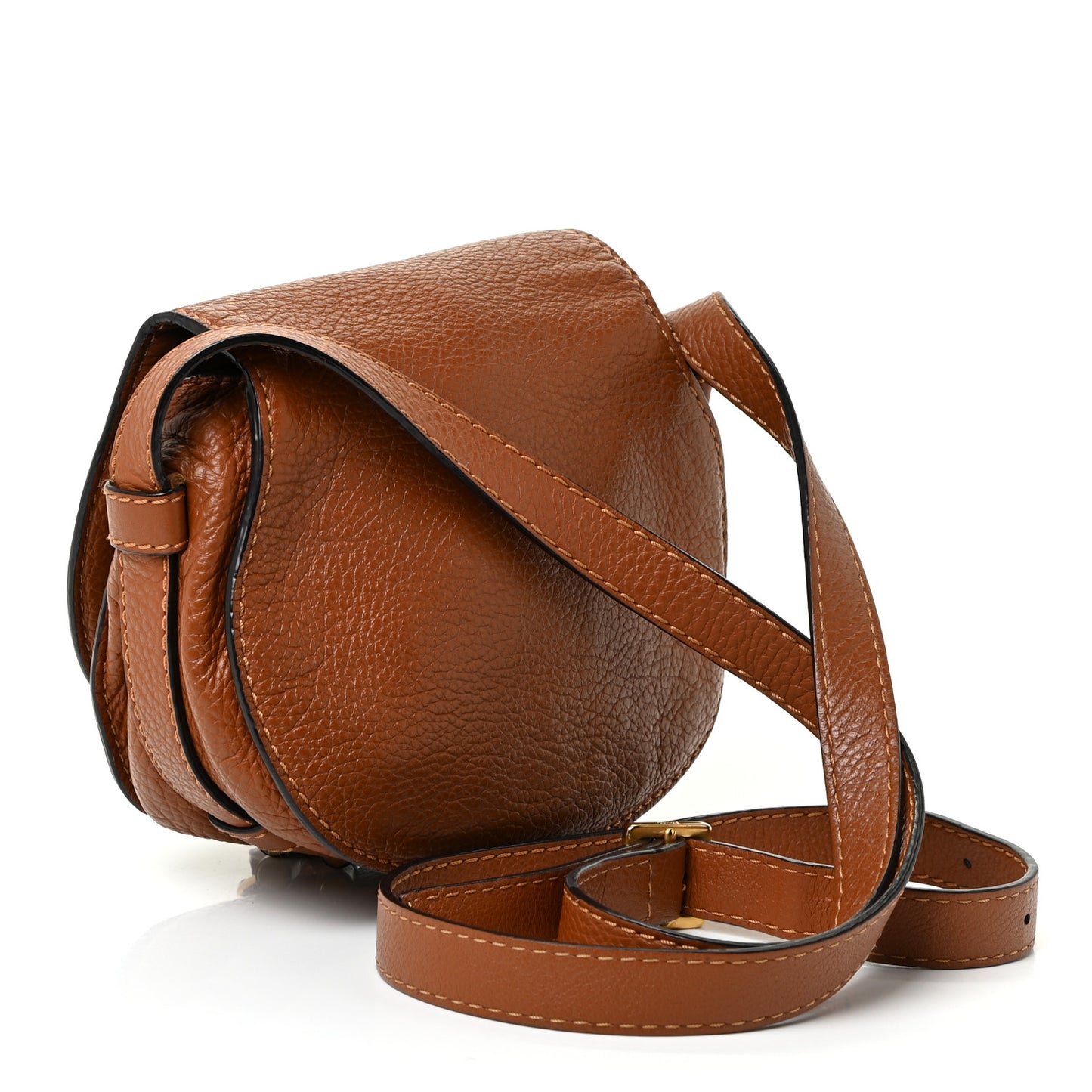 Calfskin Mini Marcie Round Crossbody Bag Tan