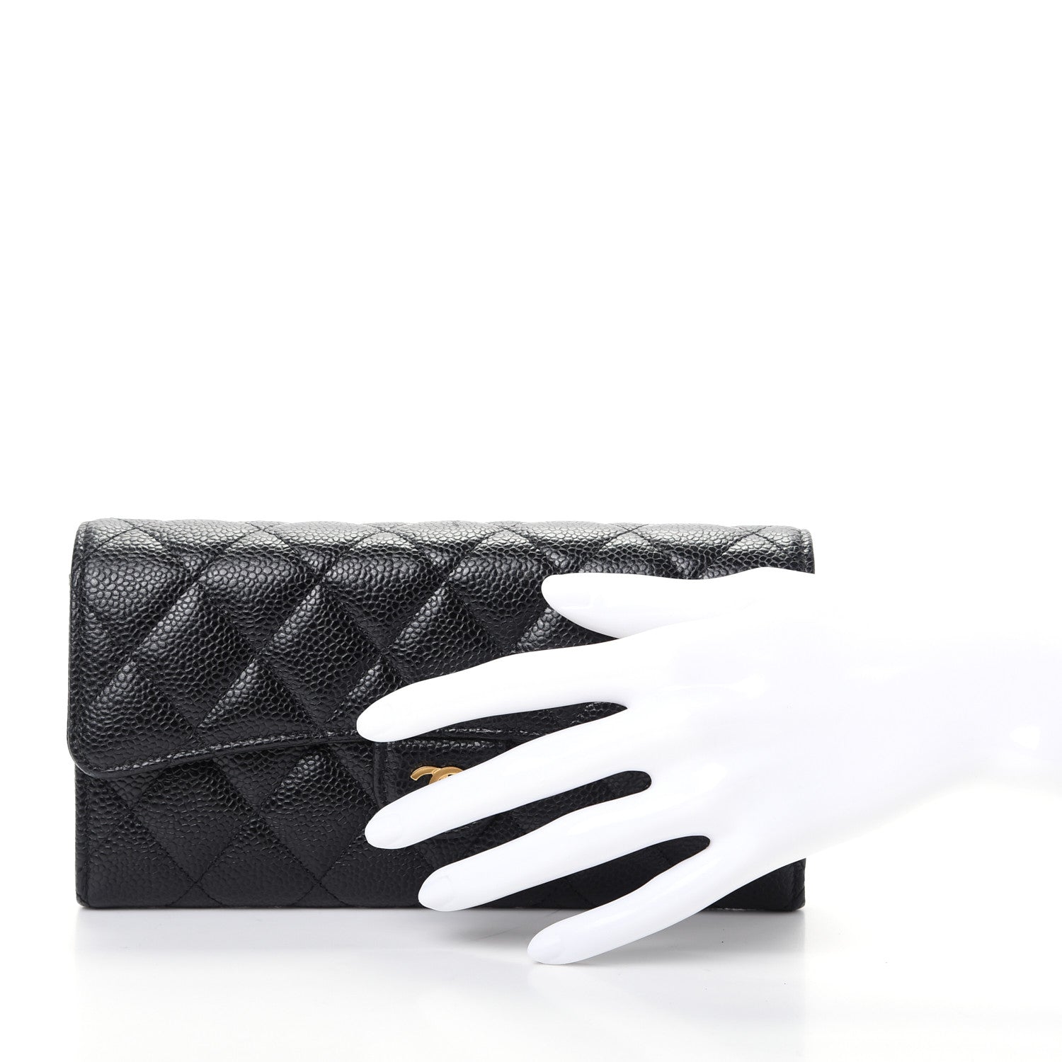 Chanel Caviar Quilted Large Gusset Flap Wallet Black 2 of 8