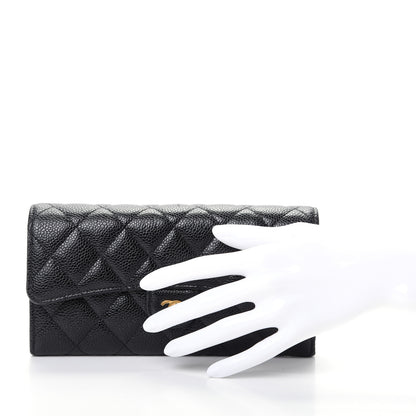 Chanel Caviar Quilted Large Gusset Flap Wallet Black 2 of 8
