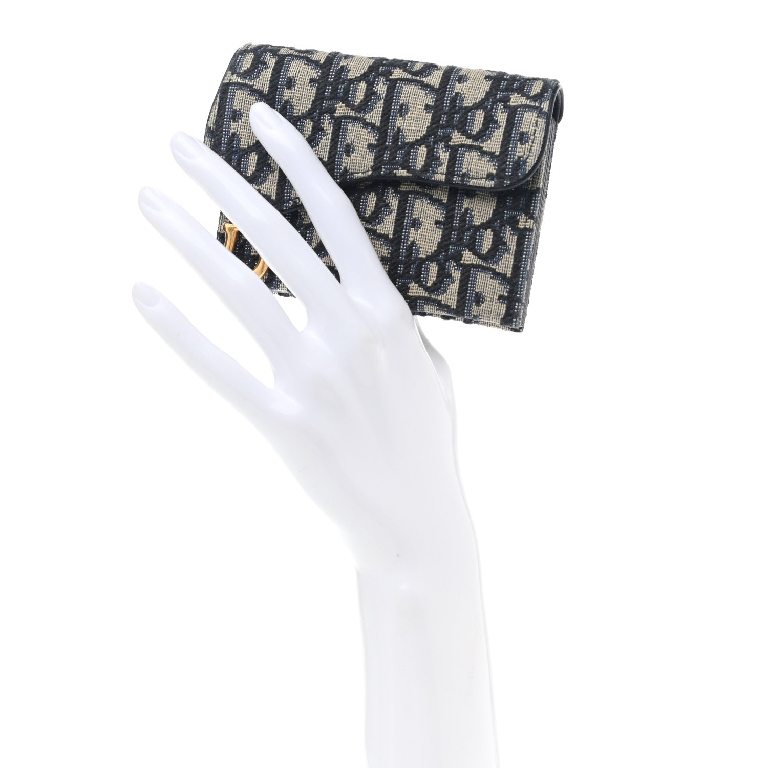 Christian Dior Oblique Saddle Card Holder Blue 2 of 9