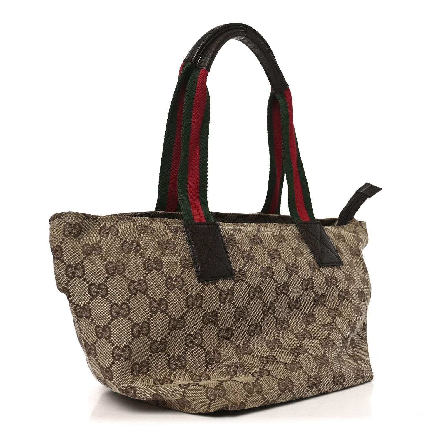 Gucci GG Monogram Small Web Handle Bucket Tote Dark Brown 1859784
