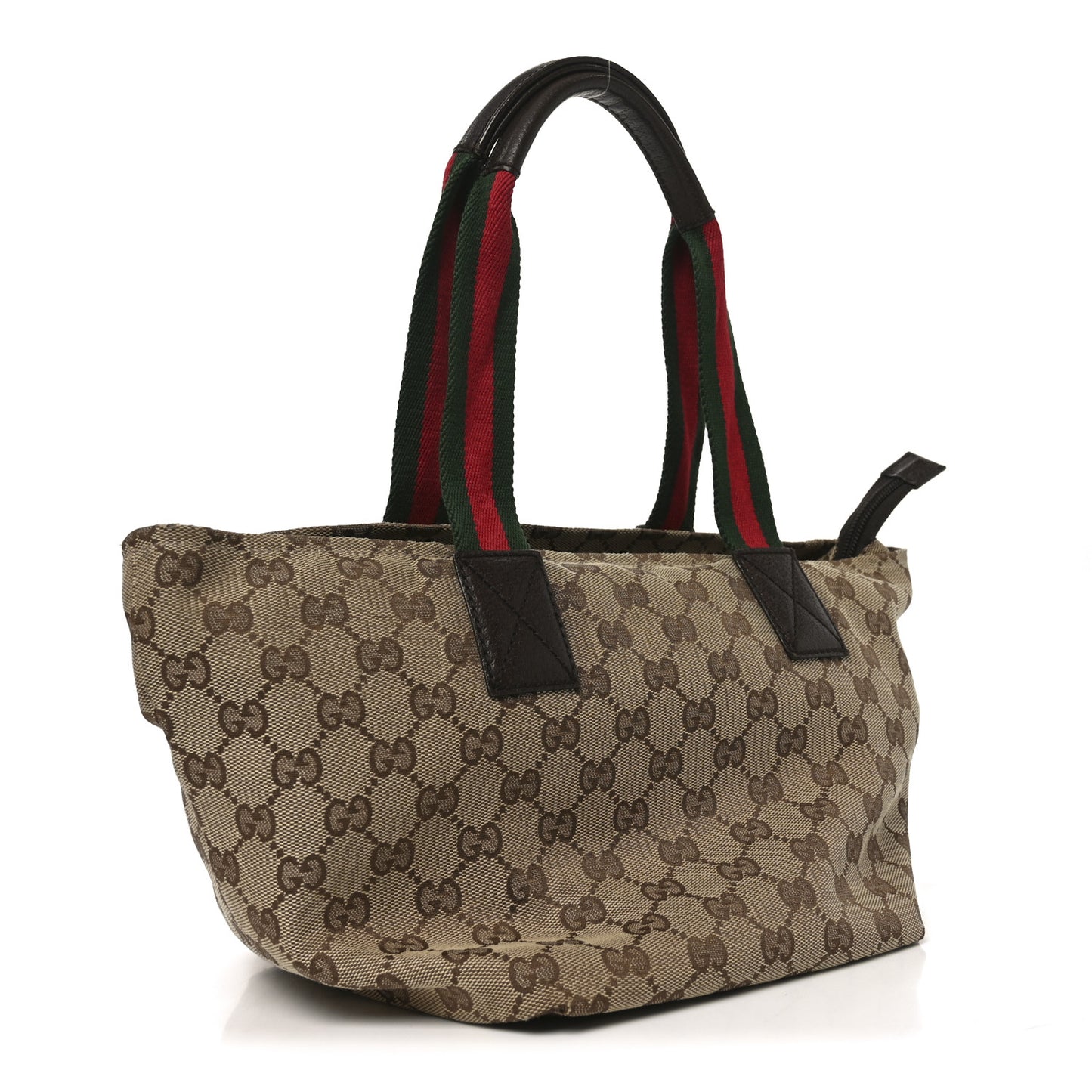 GG Monogram Small Web Handle Bucket Tote Dark Brown