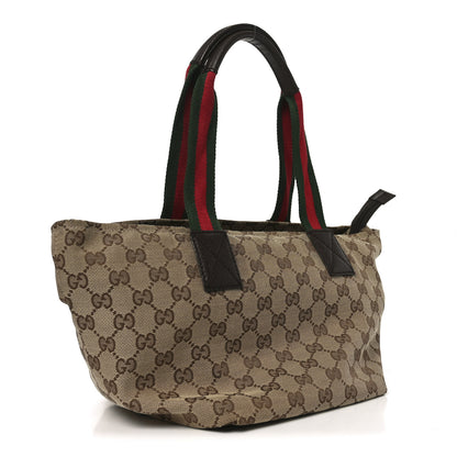 Gucci GG Monogram Small Web Handle Bucket Tote Dark Brown 3 of 10