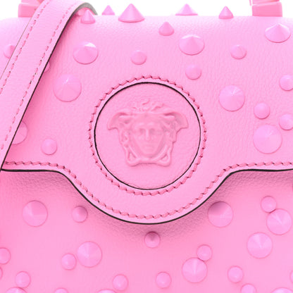 Versace Grained Calfskin Spiked Micro La Medusa Bag Pink Paradise 8 of 10