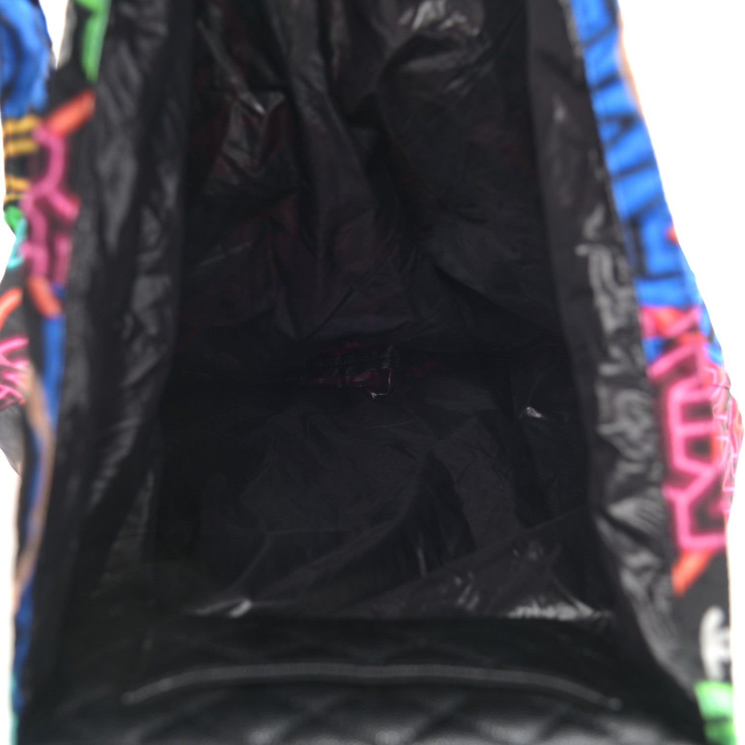 Chanel Caviar Fabric Graffiti Foldable Tote Bag With Chain Black Multicolor 4 of 17