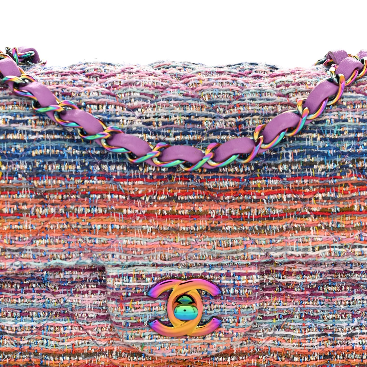 Tweed Quilted Mini Rectangular Flap Blue Pink Orange
