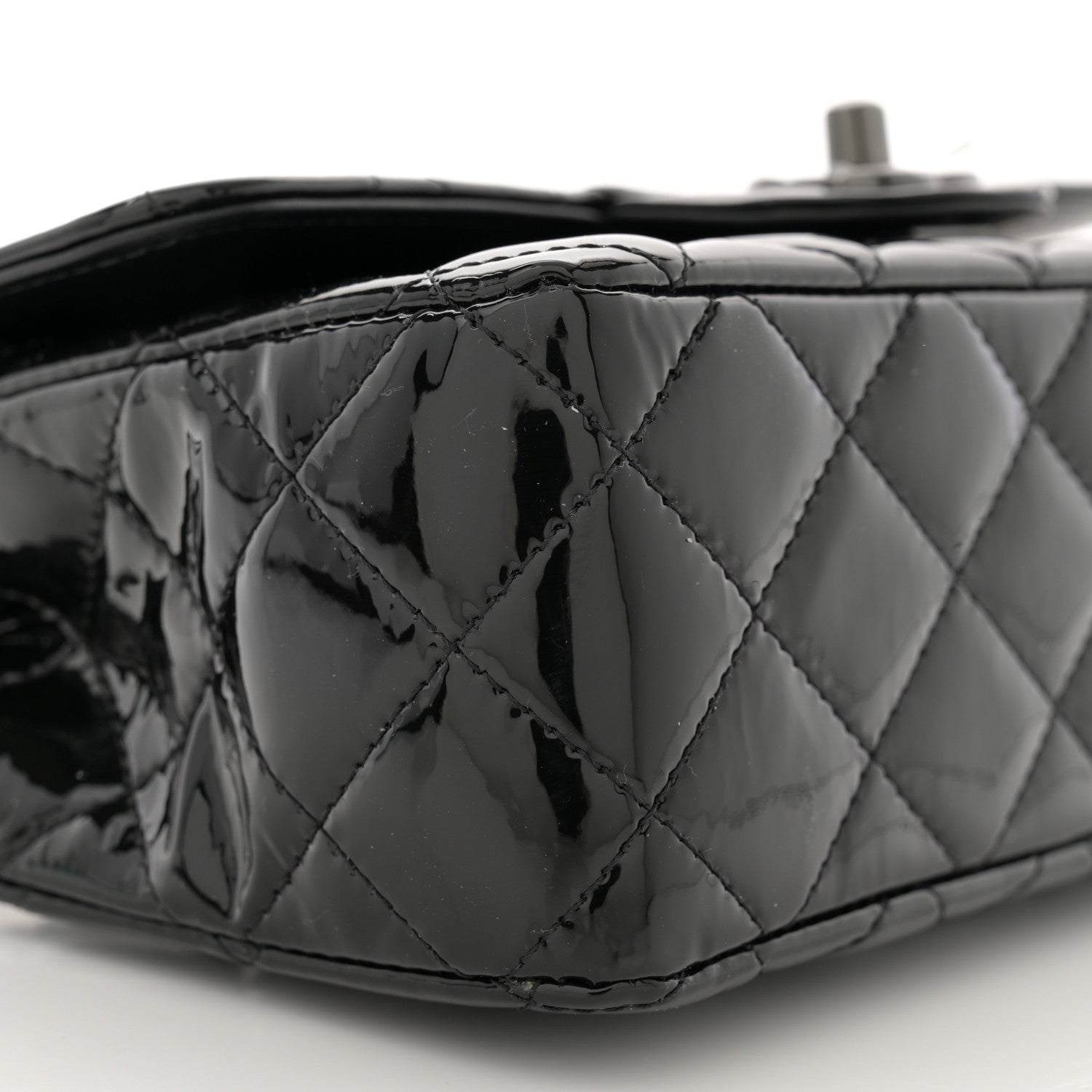Chanel Patent Calfskin Quilted Mini Rectangular Flap So Black 9 of 11