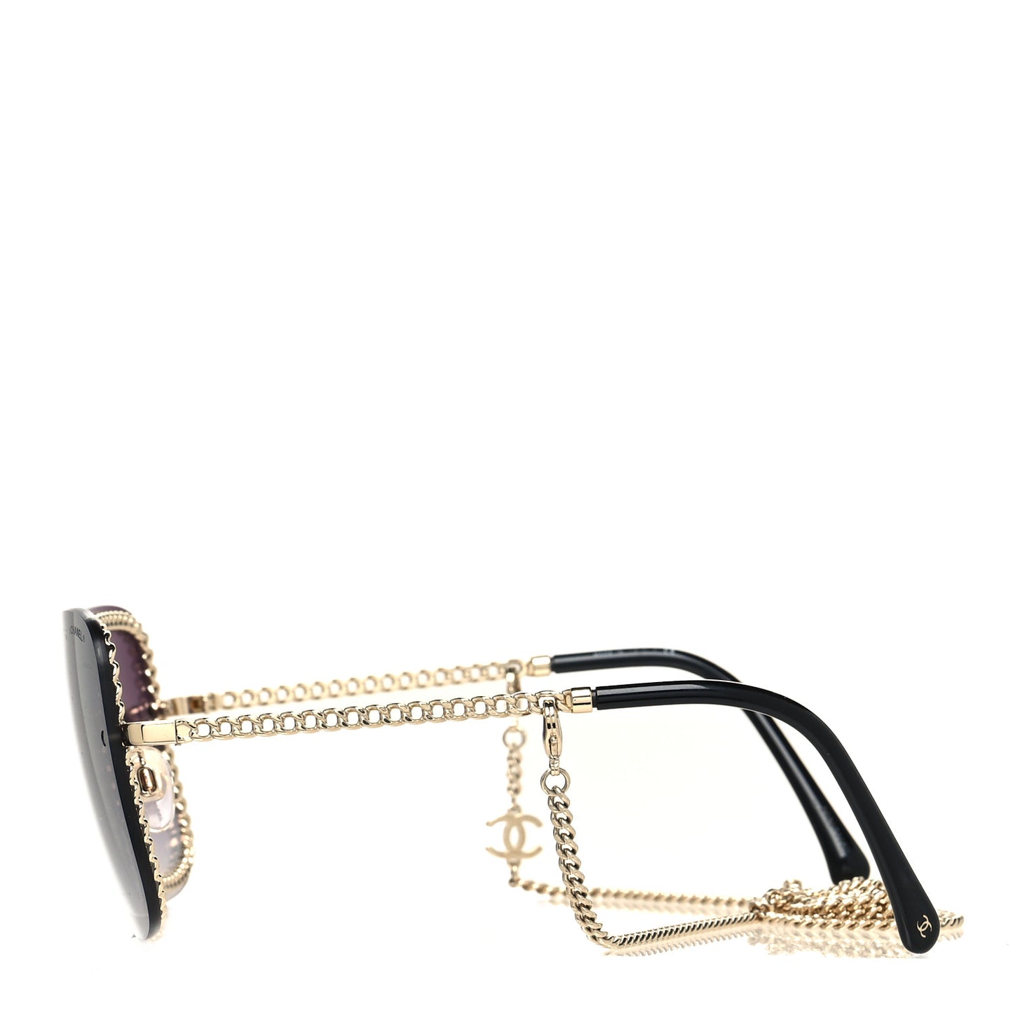 Metal Removable Chain Square Sunglasses 4244 Black