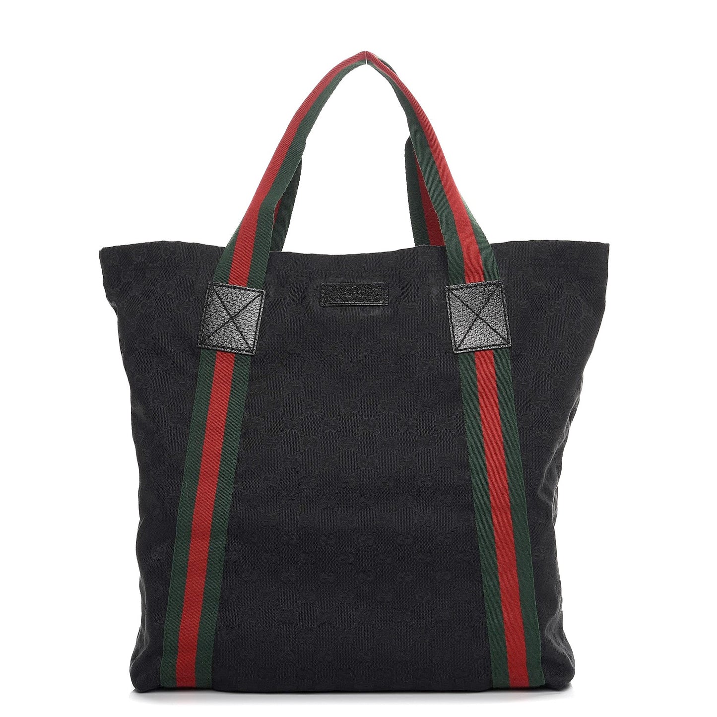 GG Monogram Medium Web Handle Vertical Tote Black