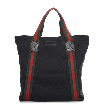 Gucci GG Monogram Medium Web Handle Vertical Tote Black 1 of 7