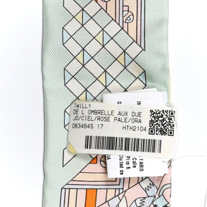 Hermes Silk De l'Ombrelle Aux Duels Twilly Ciel Rose Pale Orange 5 of 5
