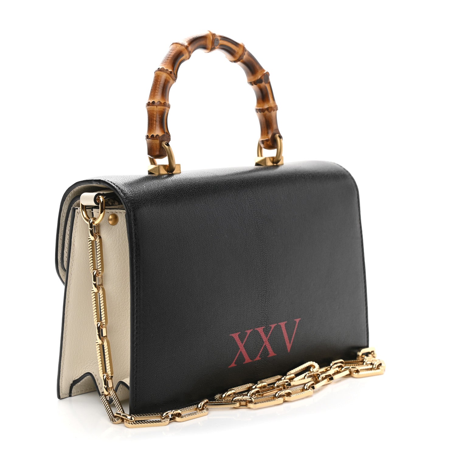 Gucci Calfskin Snakeskin Small Ottilia Top Handle Bag Black White 3 of 10