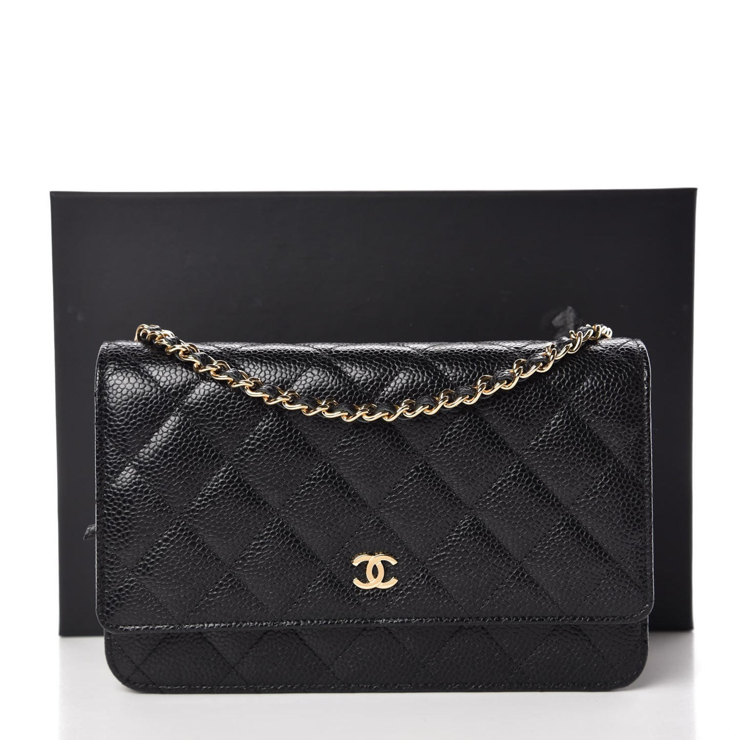 Caviar Quilted Wallet On Chain WOC Black