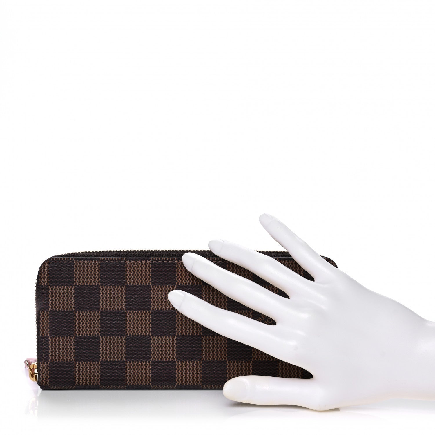 Louis Vuitton Damier Ebene Clemence Wallet Rose Ballerine 2 of 9
