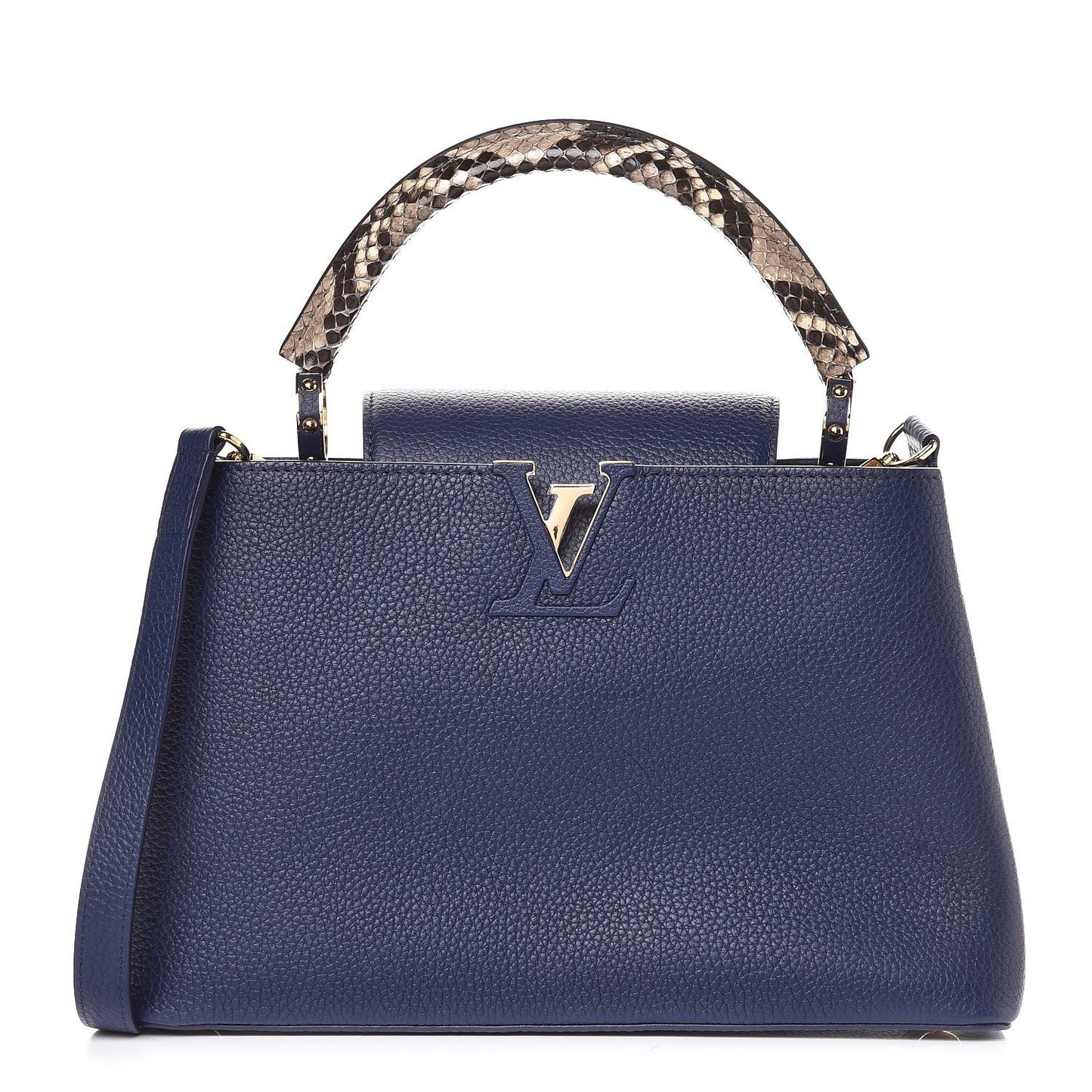 Taurillon Python Capucines PM Blue Marine