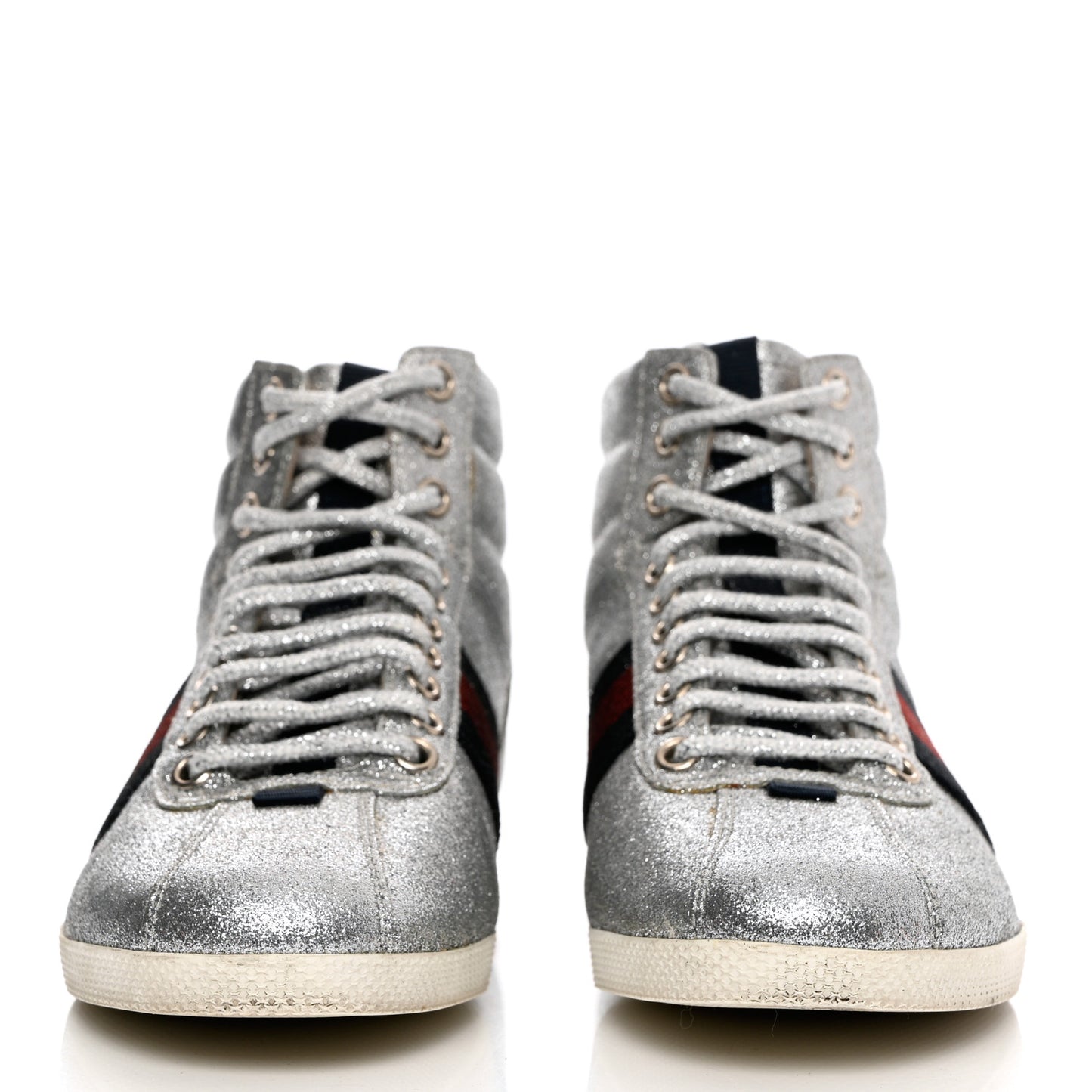 Glitter Web New Bright High Top Sneakers 36.5 Silver