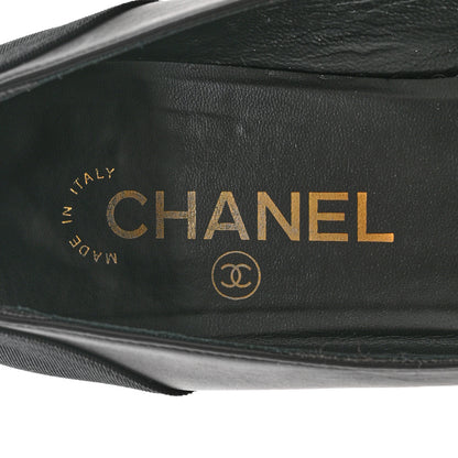 Chanel Lambskin Patent Cap Toe Low Heel Chain Pumps 37.5 Black 6 of 10