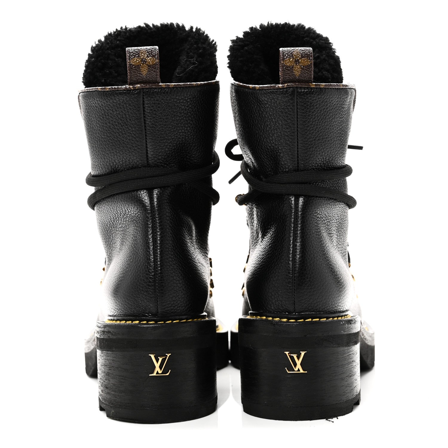 Louis Vuitton Grained Calfskin Shearling LV Beaubourg Ankle Boots 37.5 Black 6 of 9