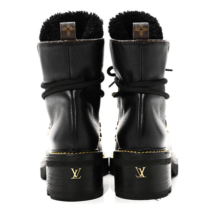 Louis Vuitton Grained Calfskin Shearling LV Beaubourg Ankle Boots 37.5 Black 6 of 9