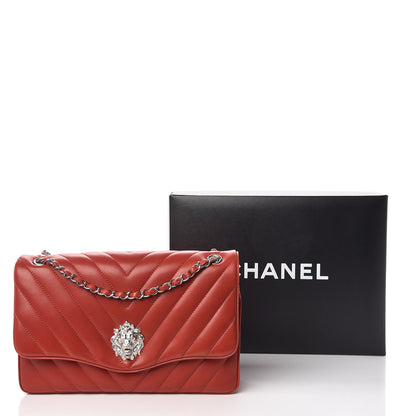 Chanel Lambskin Chevron Jumbo Leo Lion Flap Dark Red 12 of 12