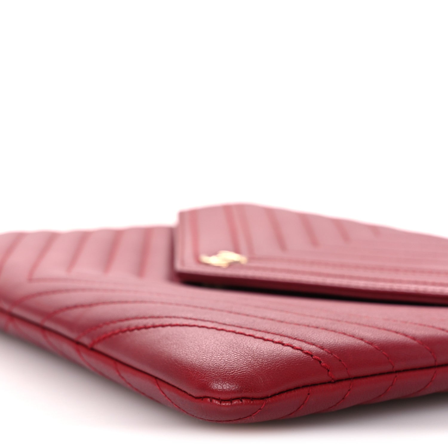 Chanel Calfskin Chevron Quilted Small Envelope Clutch Red 10 of 12