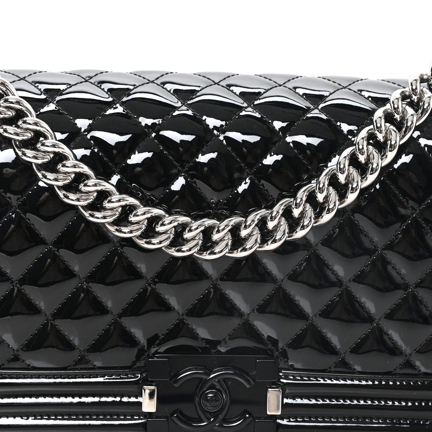 Chanel Patent Calfskin Quilted Medium Plexiglass Boy Flap Black 8 of 10