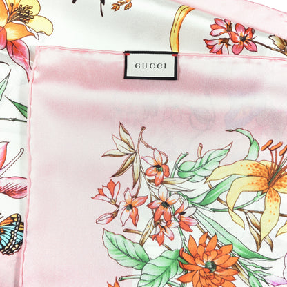 Gucci Silk Twill Eighties Bouquet Square Scarf Pink Ivory 3 of 4