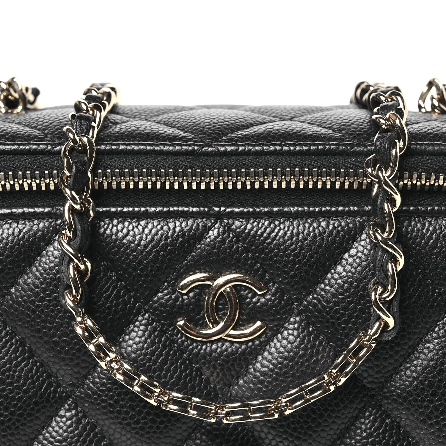 Chanel Caviar Quilted Small Tiny CC Vanity Case With Chain Black 9 of 11
