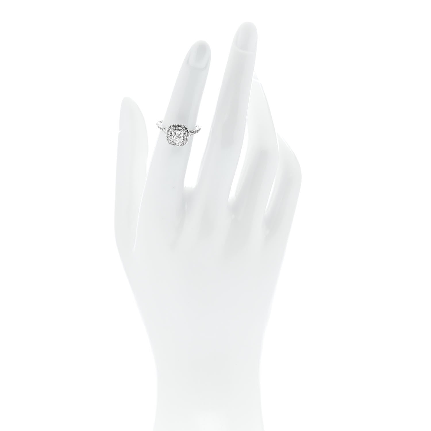 Tiffany Platinum Diamond .71ct Soleste Cushion Cut Double Halo Engagement Ring 48 4.5 2 of 7