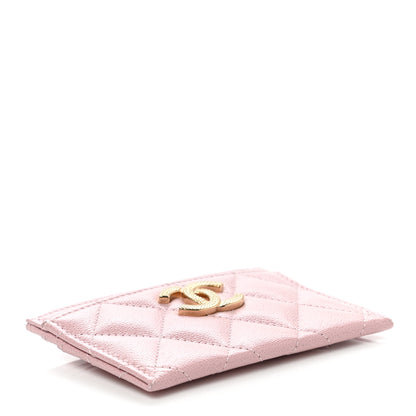 Chanel Caviar Quilted Studded CC Card Holder Light Pink 4 of 9