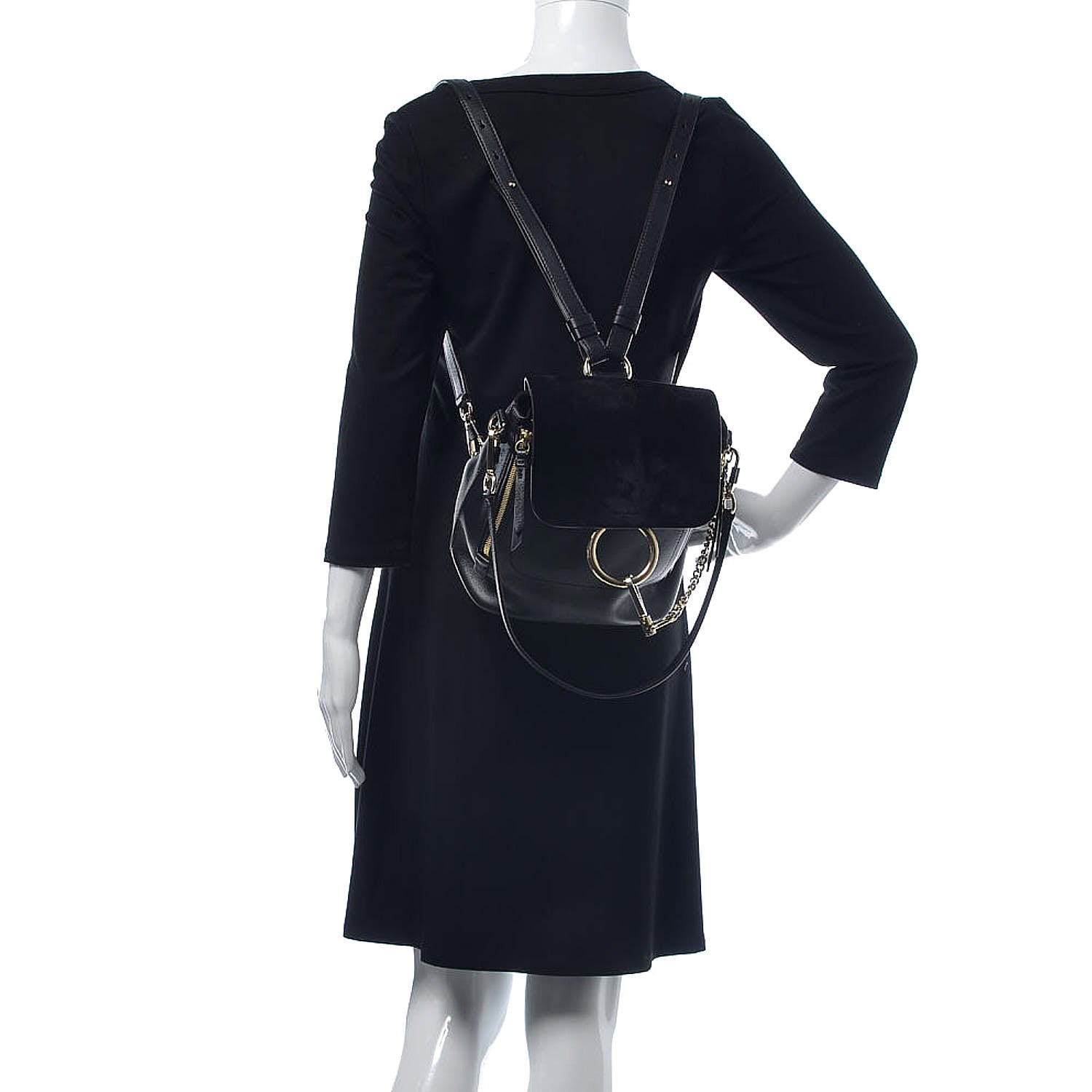 Chloe Suede Calfskin Small Faye Backpack Black 2 of 13