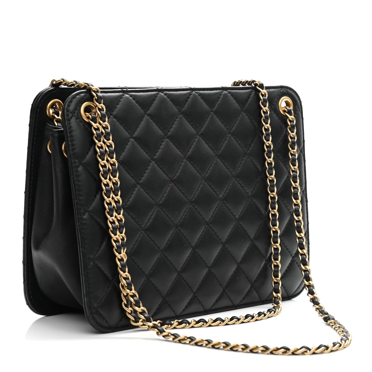Chanel Calfskin Quilted CC Chain Accordion Tote Black 3 of 12