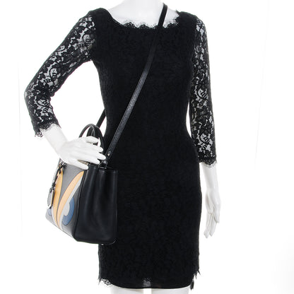 Fendi Saffiano Monster Colorblock Petite 2Jours Tote Black 2 of 10