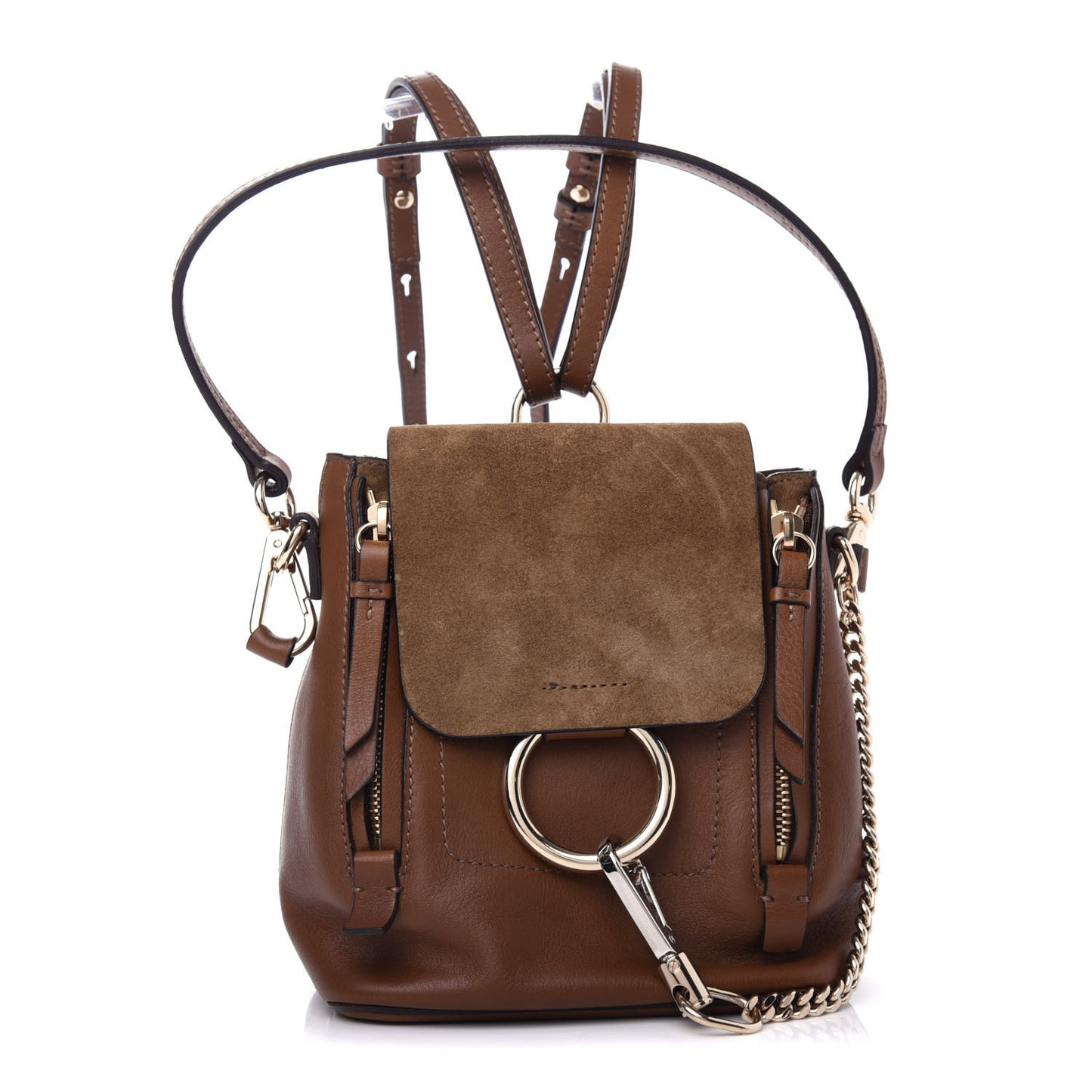 Suede Calfskin Mini Faye Backpack Woody Khaki