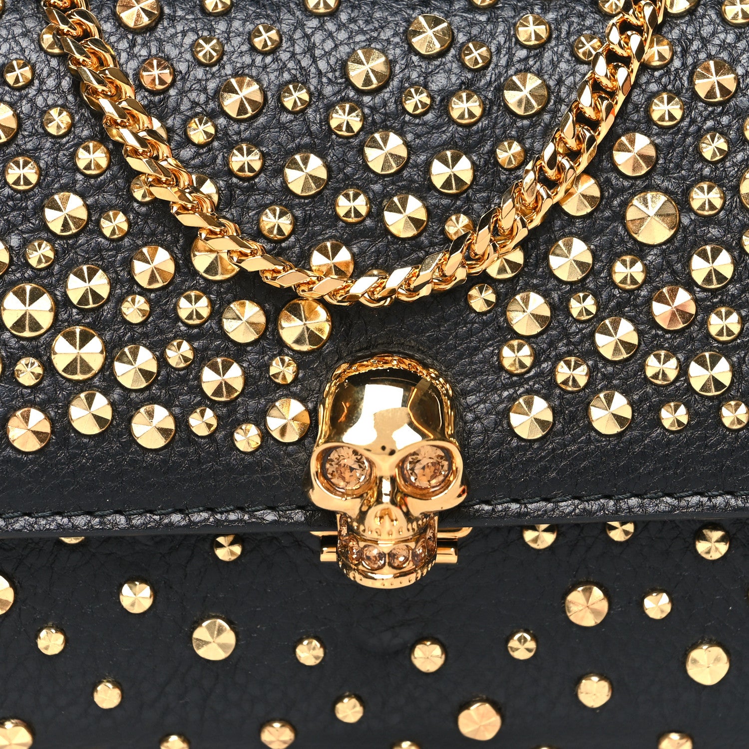 Alexander McQueen Calfskin Studded Skull Wallet on Chain Black 7 of 10