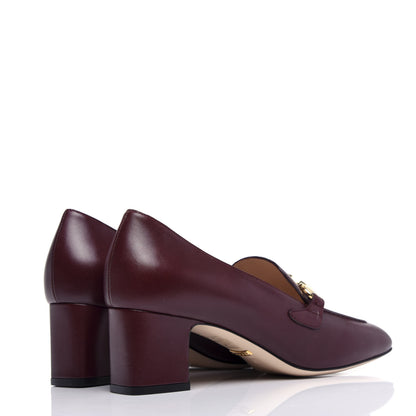 Gucci Malaga Kid Zumi Mid Heel Loafers 38 Vintage Bordeaux 4 of 11