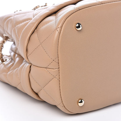 Chanel Caviar Quilted Rolled Up Bucket Drawstring Bag Beige 8 of 9