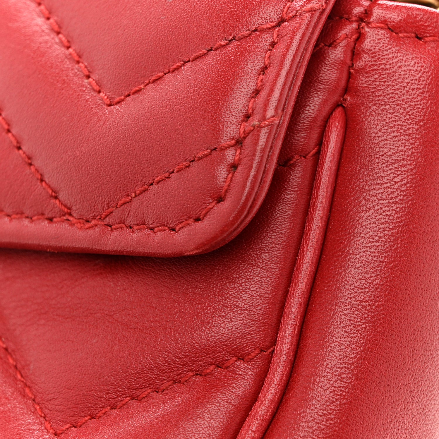 Gucci Calfskin Matelasse Super Mini GG Marmont Shoulder Bag Hibiscus Red 15 of 16