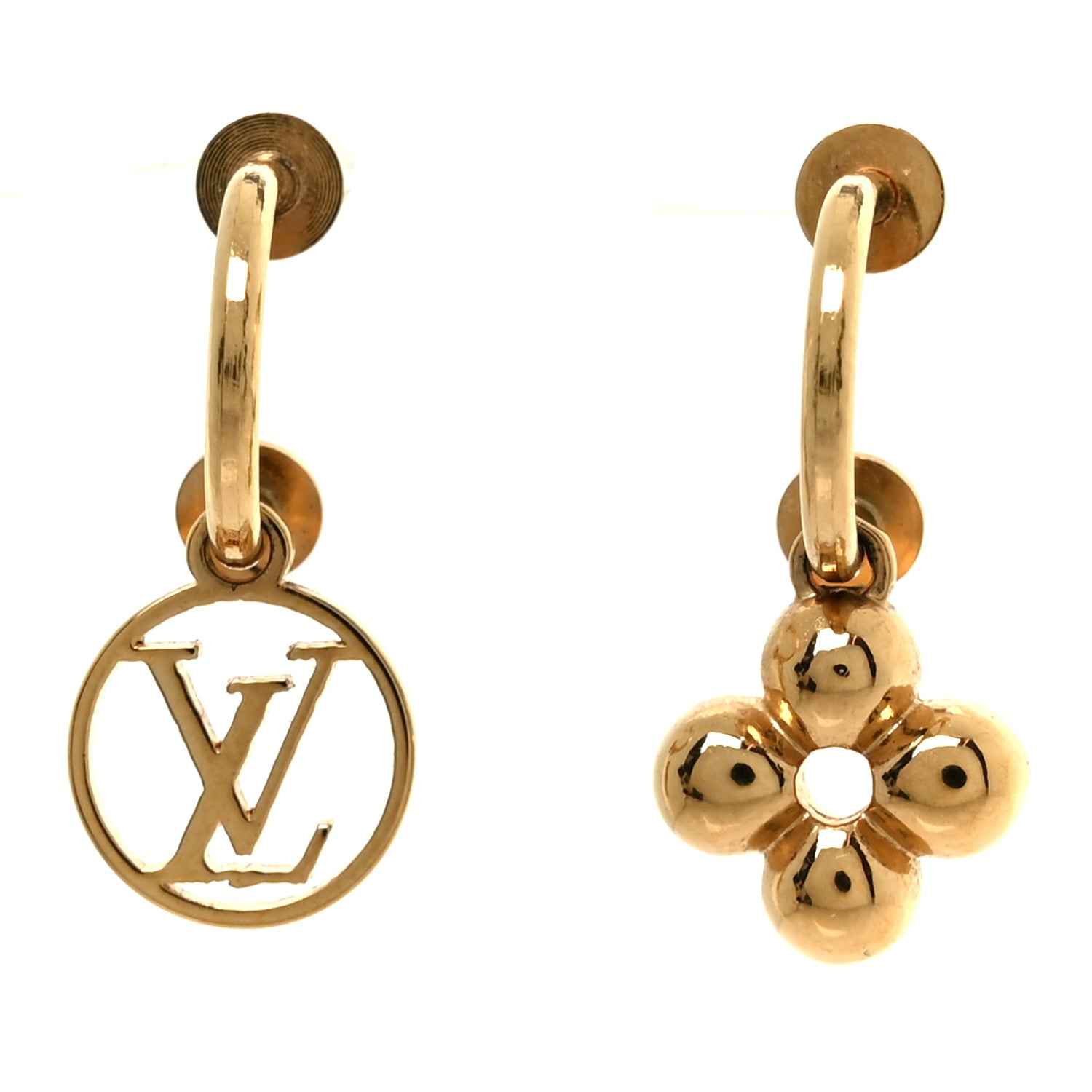 Louis Vuitton Brass Blooming Earrings Gold 1 of 5
