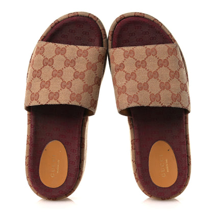 Gucci Canvas GG Monogram Angelina Platform Slide Sandals 38 Beige Ruggine 2 of 15