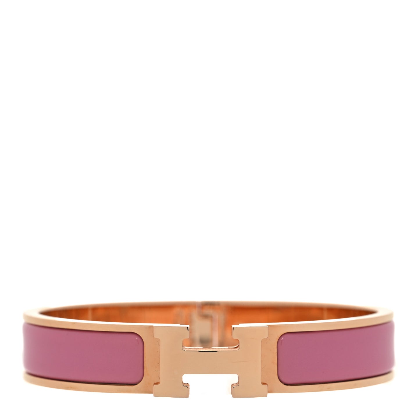 Enamel Narrow Clic Clac H Bracelet PM Rose Velours